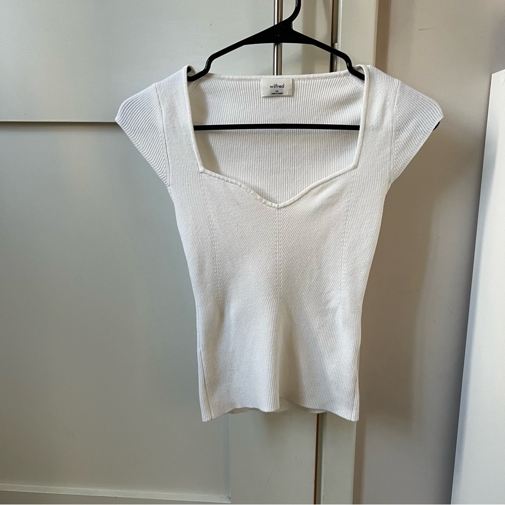 White Ribbed Knit Top